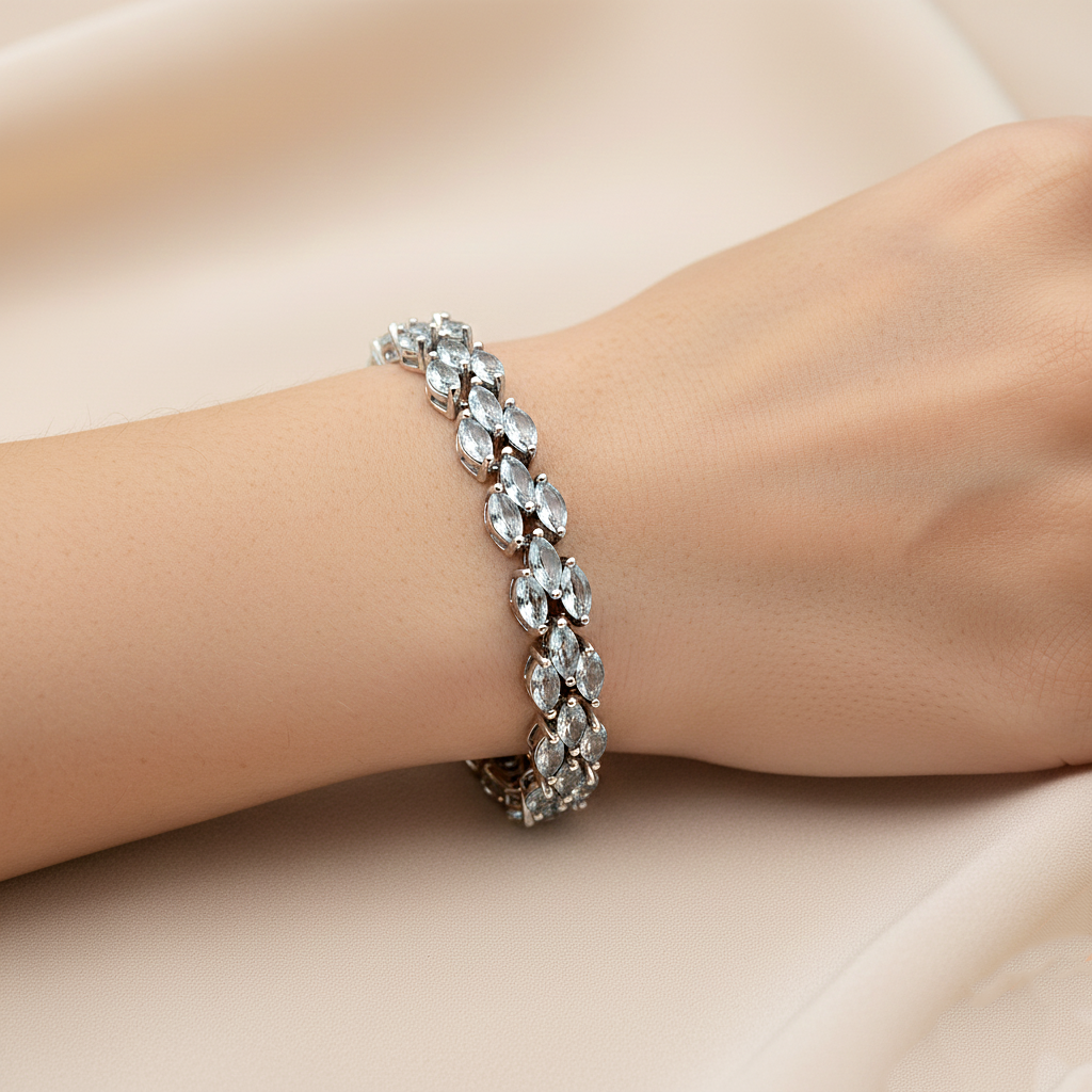 Classic Marquise Crystal Tennis Bracelet - Silver