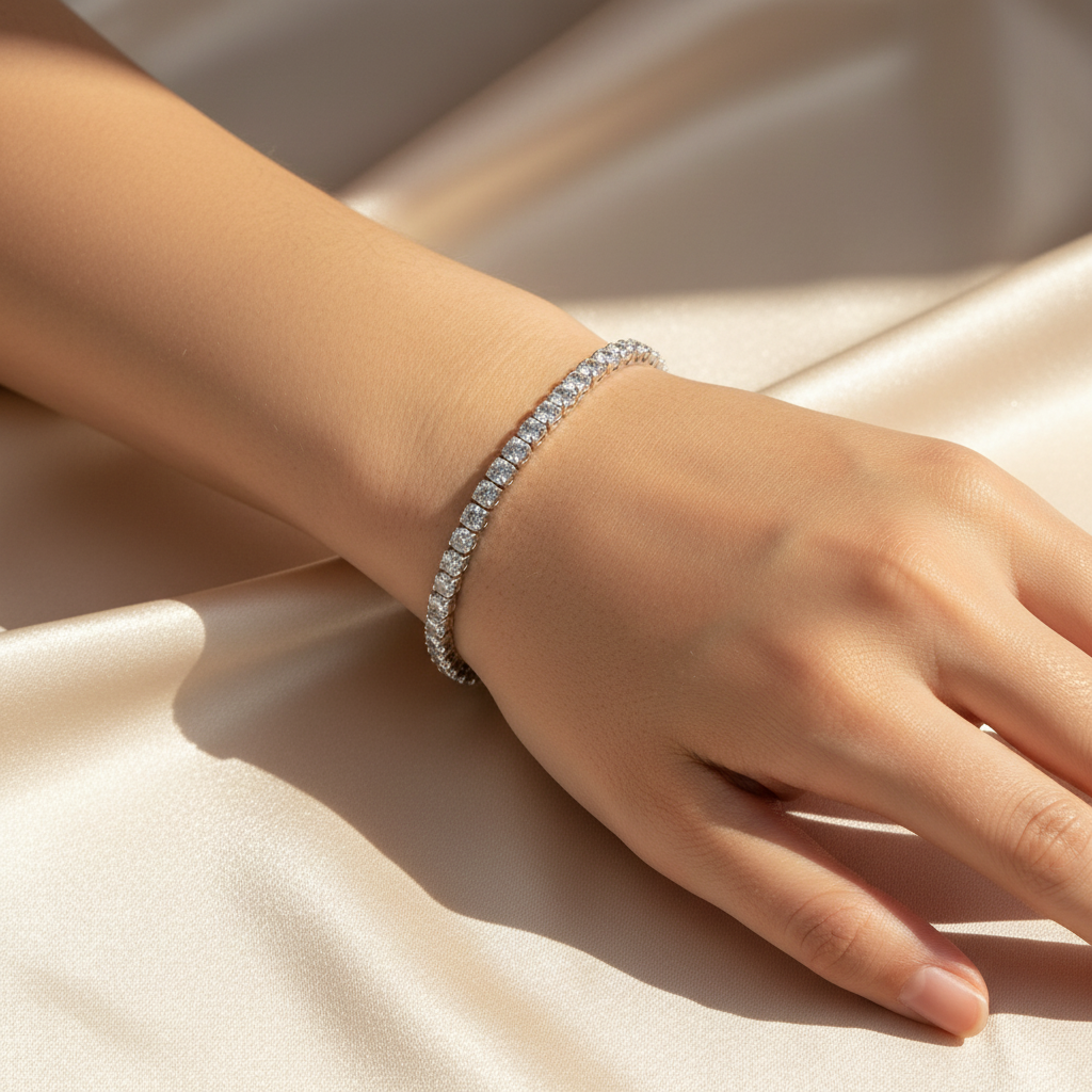 Classic Clear Crystal Tennis Bracelet - Silver
