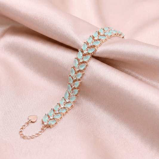 Sterling silver Mint Teardrop Crystal bracelet rose gold finish