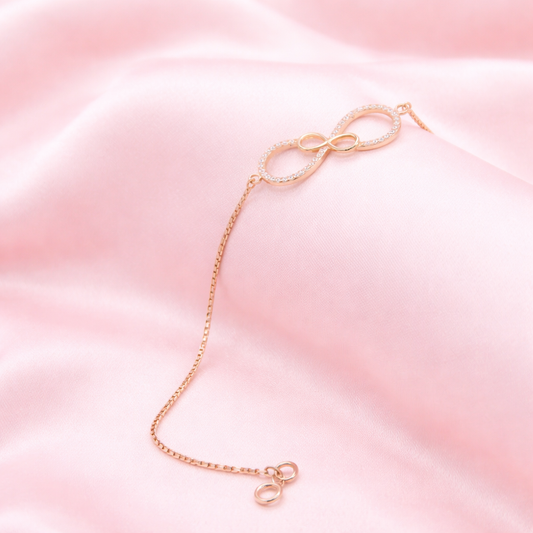 Sterling silver Infinity Crystal bracelet rose gold finish