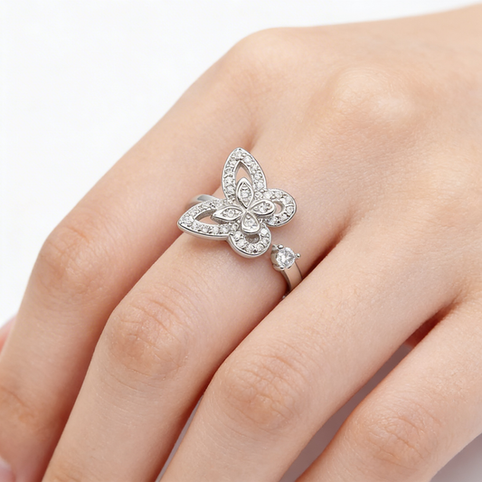 Pavé Butterfly Crystal Ring from TimelessWhims, view 2