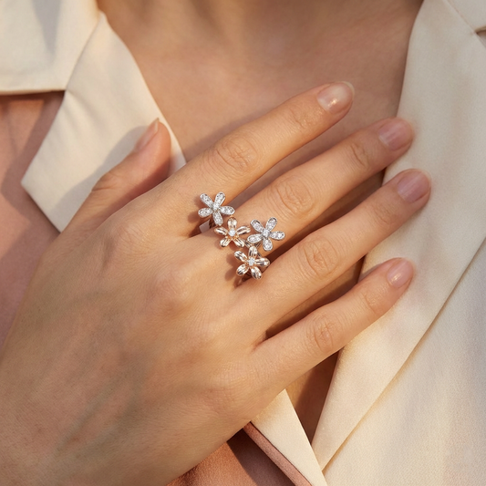 Two-Tone Daisy Trio Ring from TimelessWhims, view 2