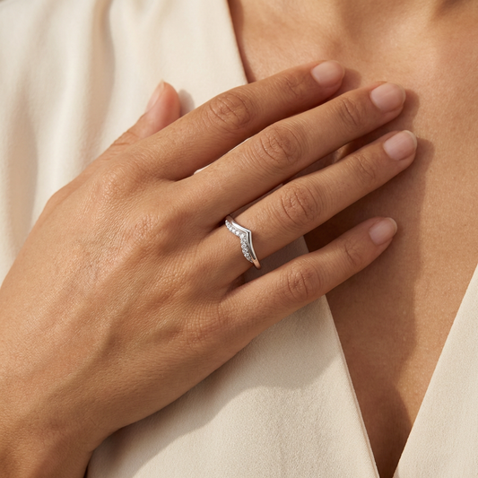 Pavé Chevron Wishbone Ring from TimelessWhims, view 2