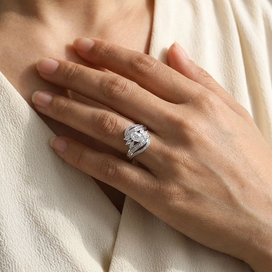 Marquise & Baguette Cascade Cocktail Ring from TimelessWhims, view 2