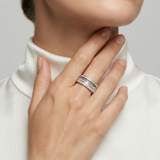 Triple Band Baguette Crystal Ring from TimelessWhims, view 2
