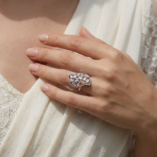 Scatter Baguette Shield Cocktail Ring from TimelessWhims, view 2