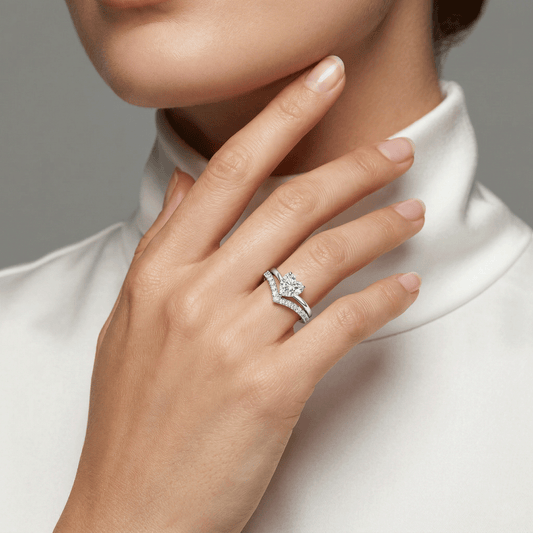 Heart Solitaire Chevron Pavé Bypass Ring from TimelessWhims, view 2