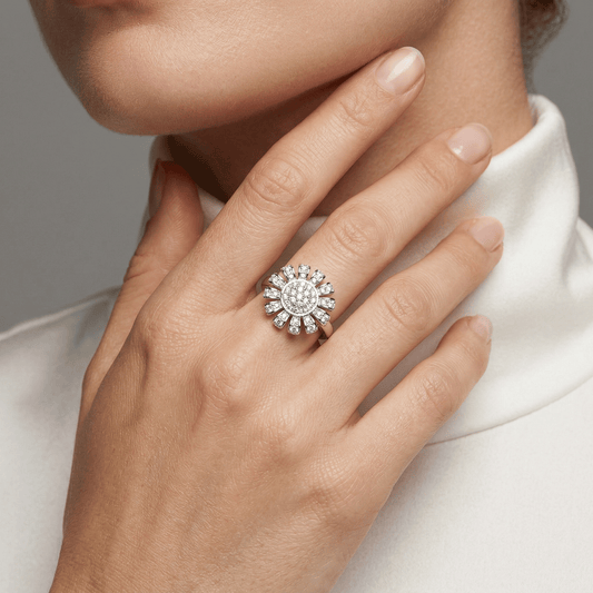 Sunflower Pavé Cluster Cocktail Ring from TimelessWhims, view 2