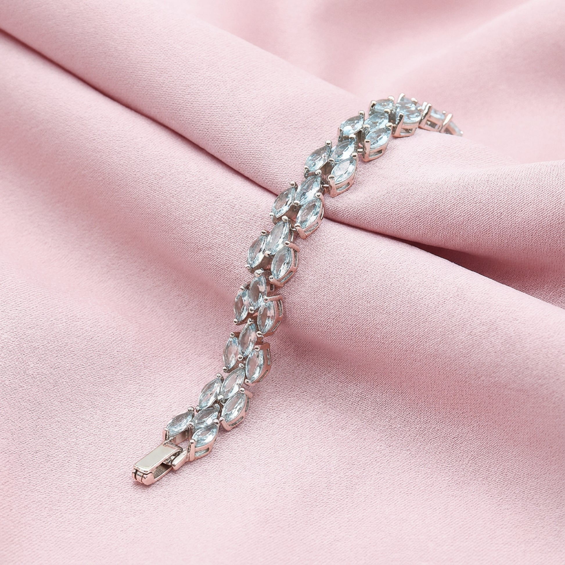 Sterling silver Marquise Crystal bracelet polished finish