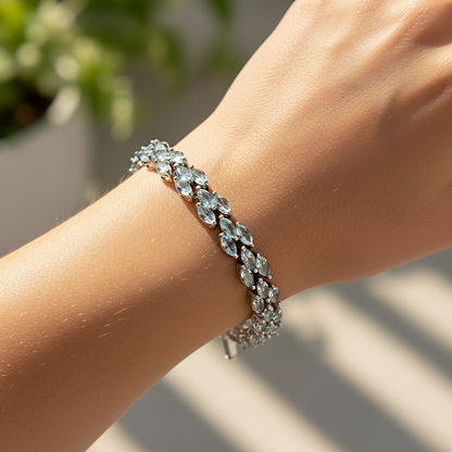 Sterling silver Marquise Crystal bracelet polished finish