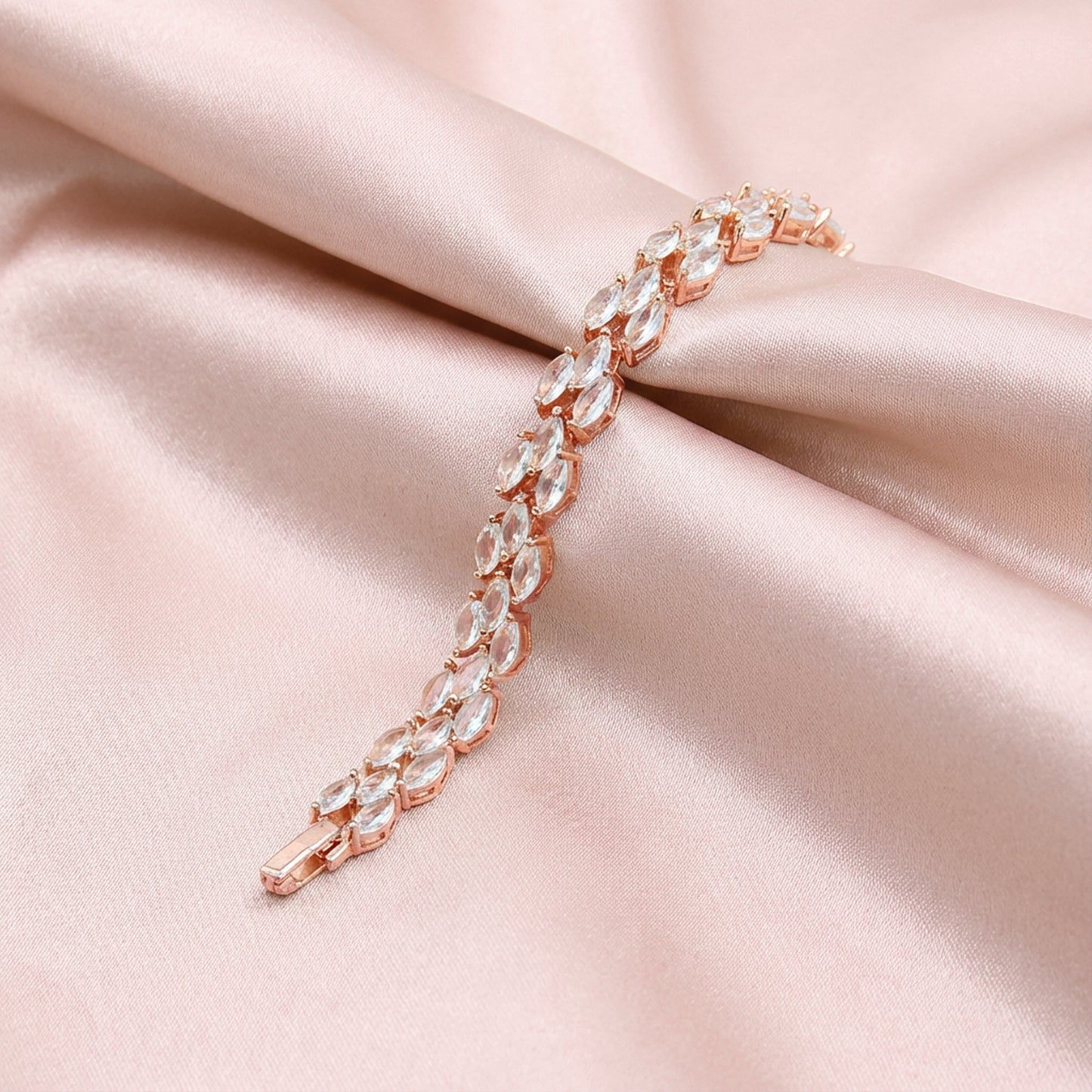 Sterling silver Marquise Crystal bracelet rose gold finish
