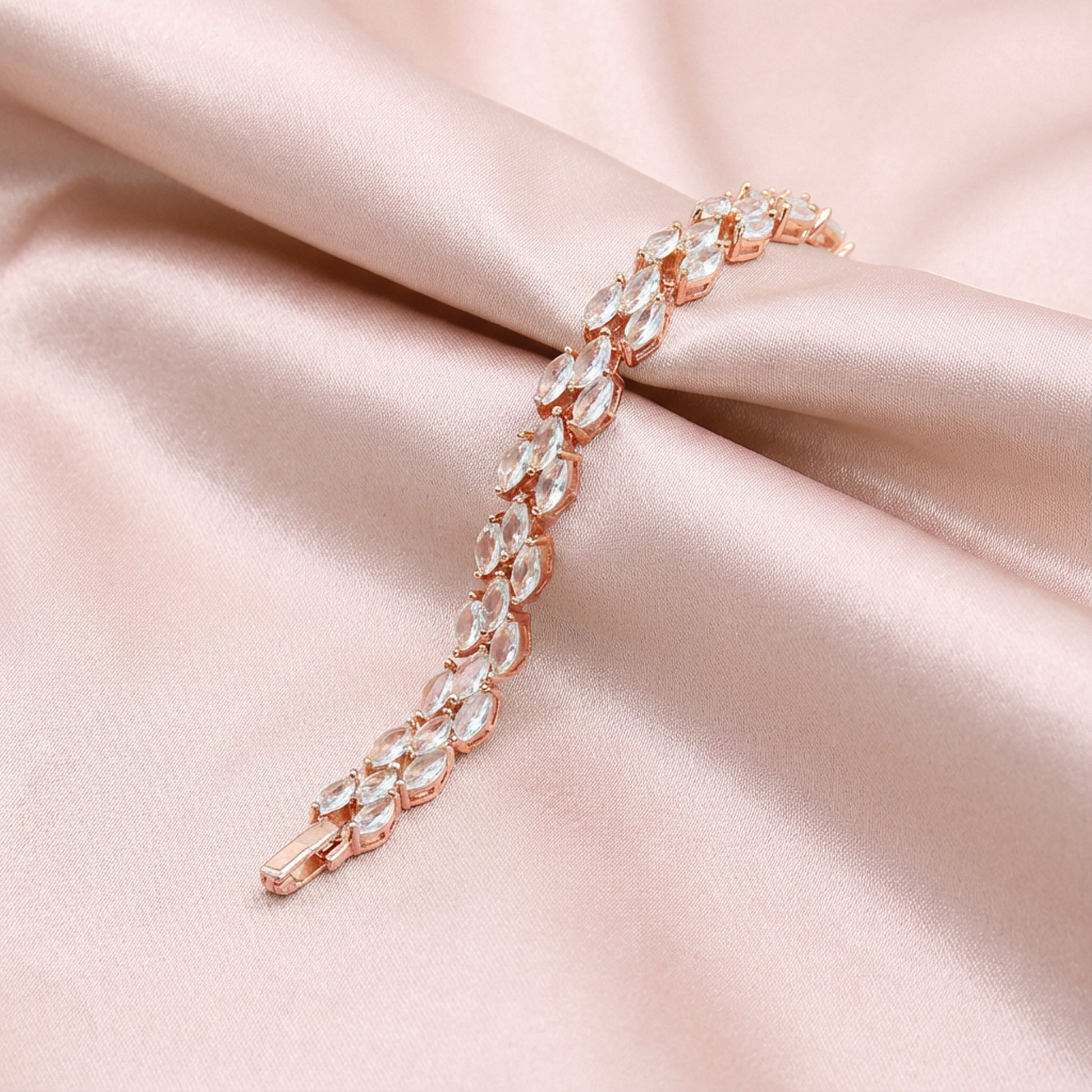 Sterling silver Marquise Crystal bracelet rose gold finish