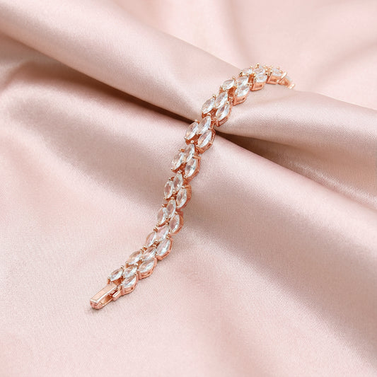 Sterling silver Marquise Crystal bracelet rose gold finish