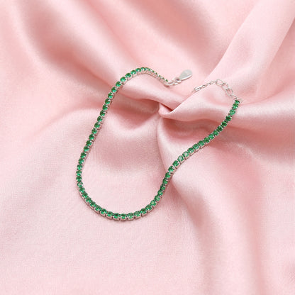 Sterling silver Emerald Green Crystal Tennis bracelet polished finish