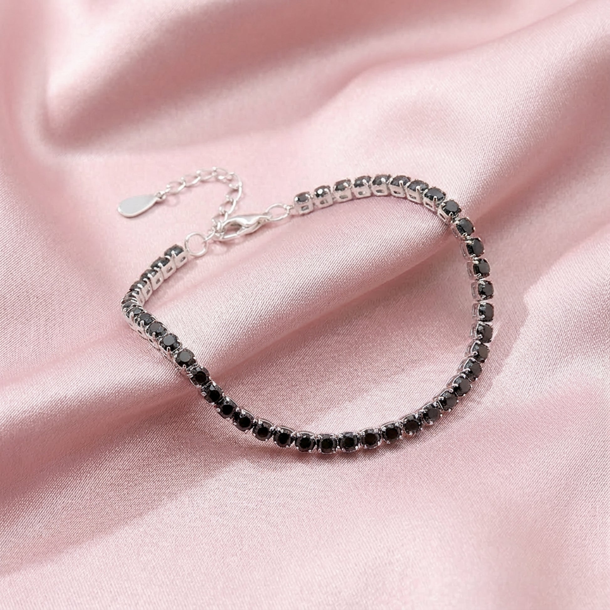 Sterling silver Black Crystal Tennis bracelet polished finish