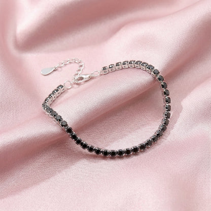 Sterling silver Black Crystal Tennis bracelet polished finish