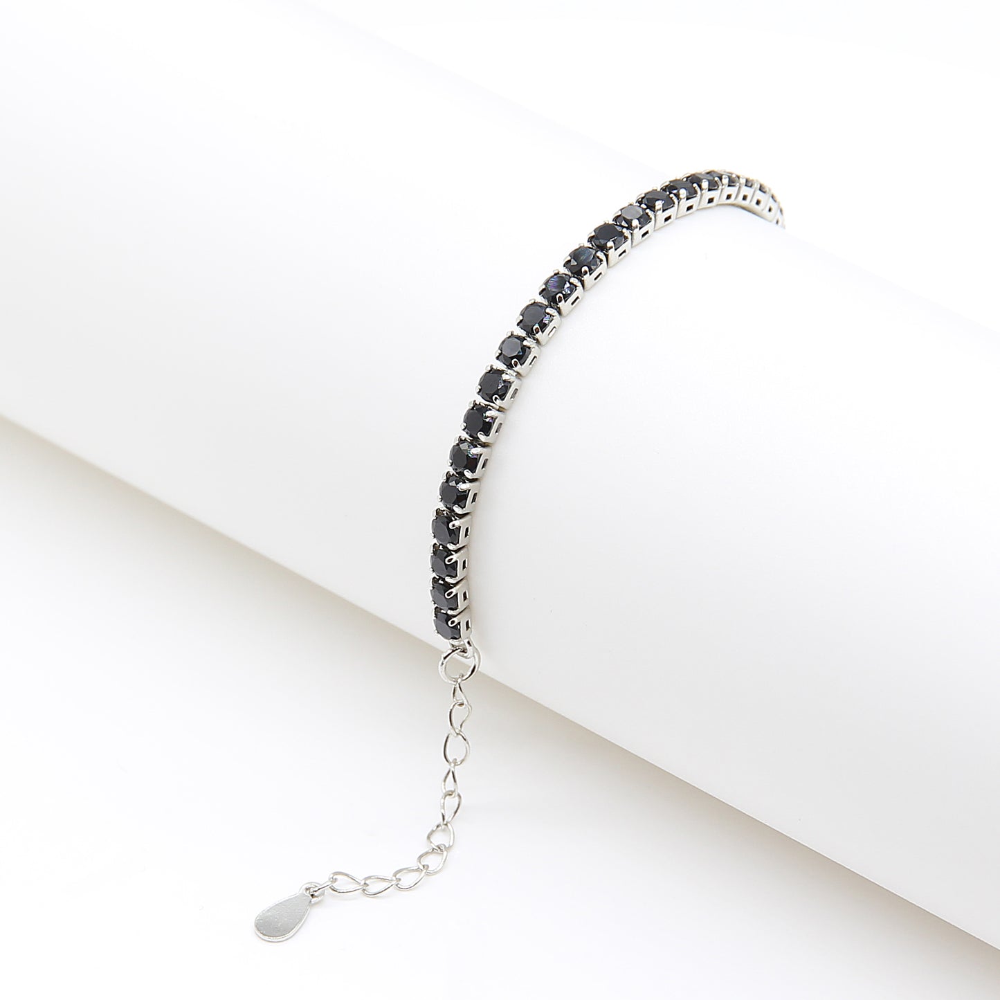 Sterling silver Black Crystal Tennis bracelet polished finish