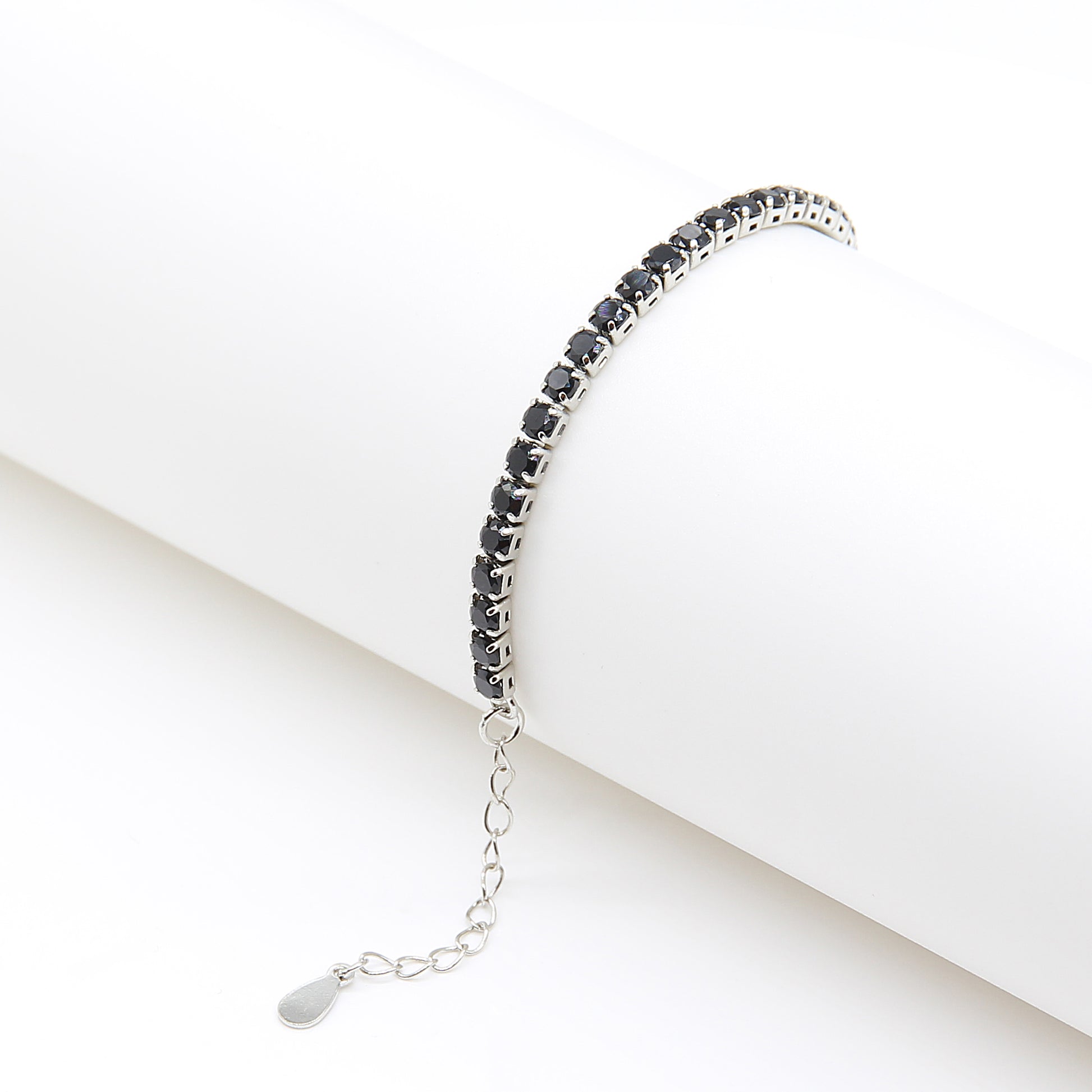 Sterling silver Black Crystal Tennis bracelet polished finish