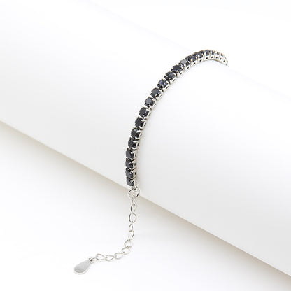 Sterling silver Black Crystal Tennis bracelet polished finish