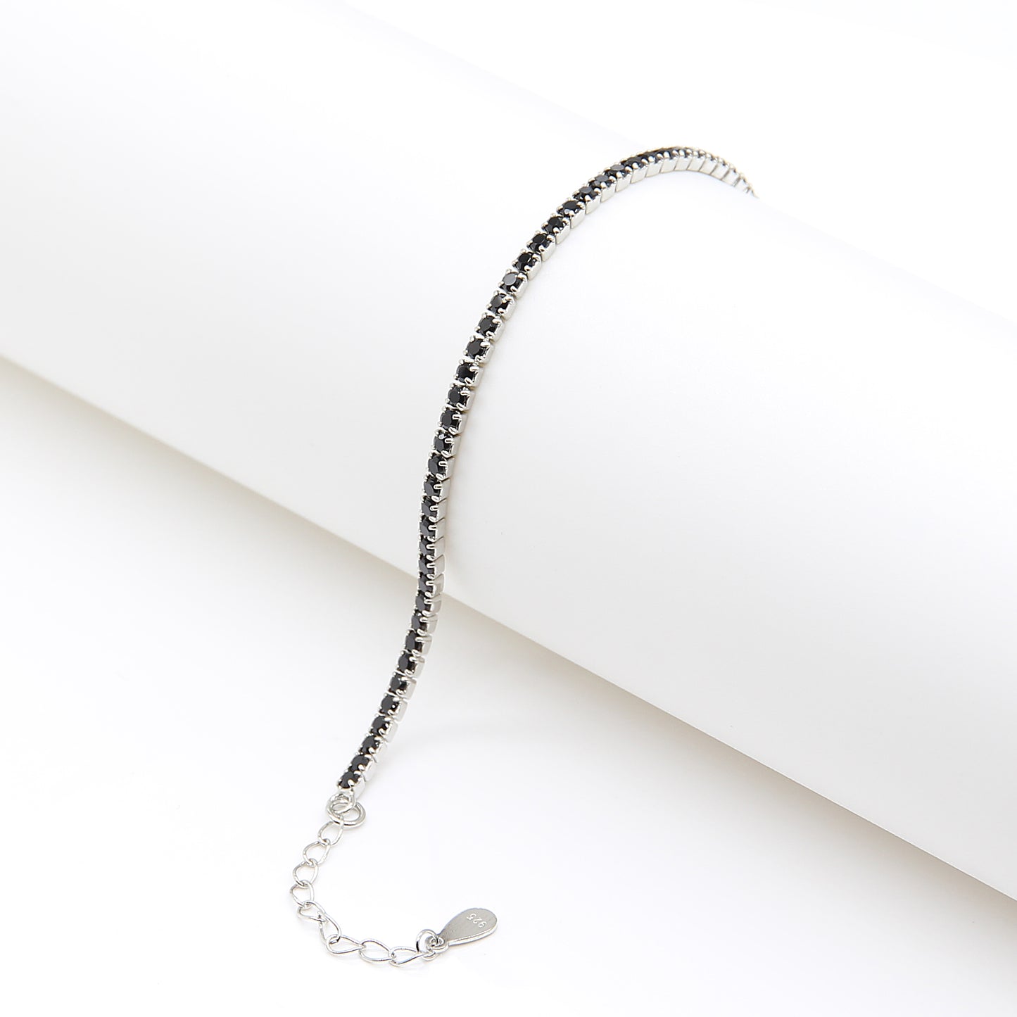 Sterling silver Black Crystal Tennis bracelet polished finish