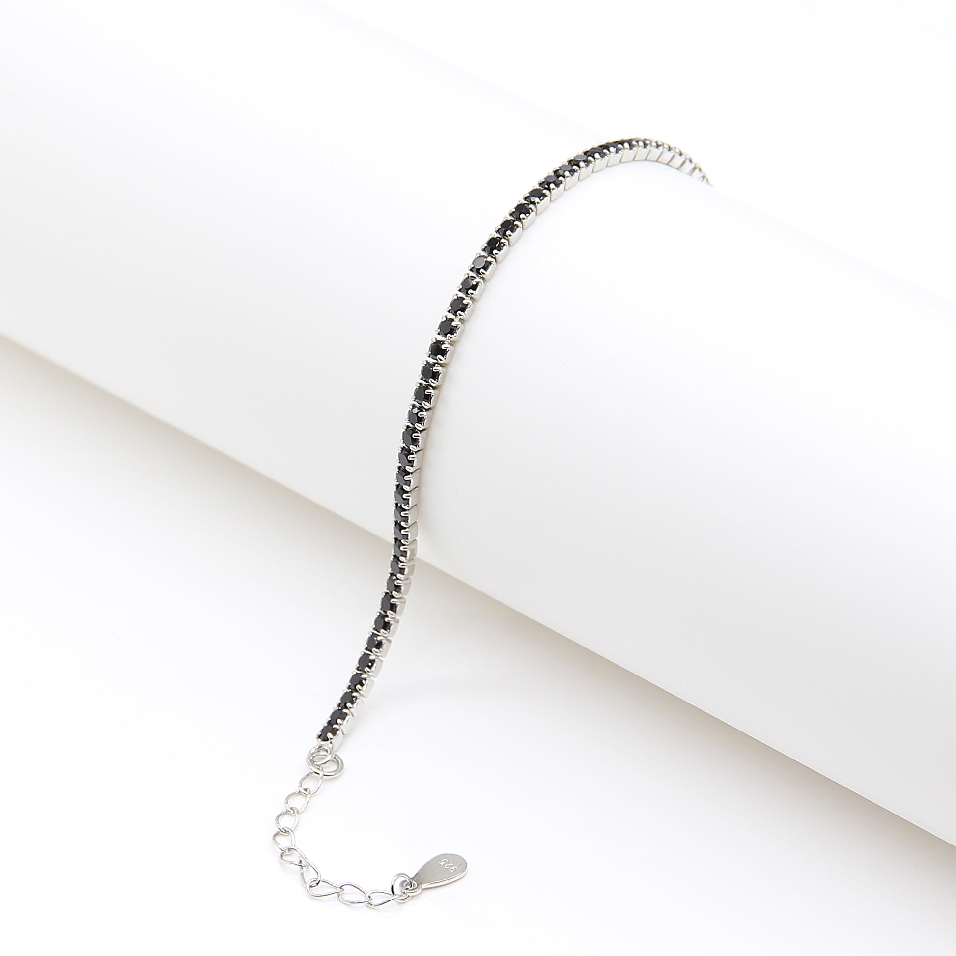 Sterling silver Black Crystal Tennis bracelet polished finish