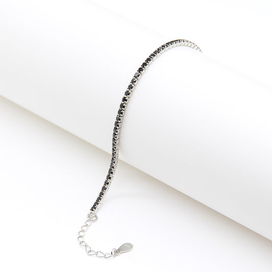 Sterling silver Black Crystal Tennis bracelet polished finish