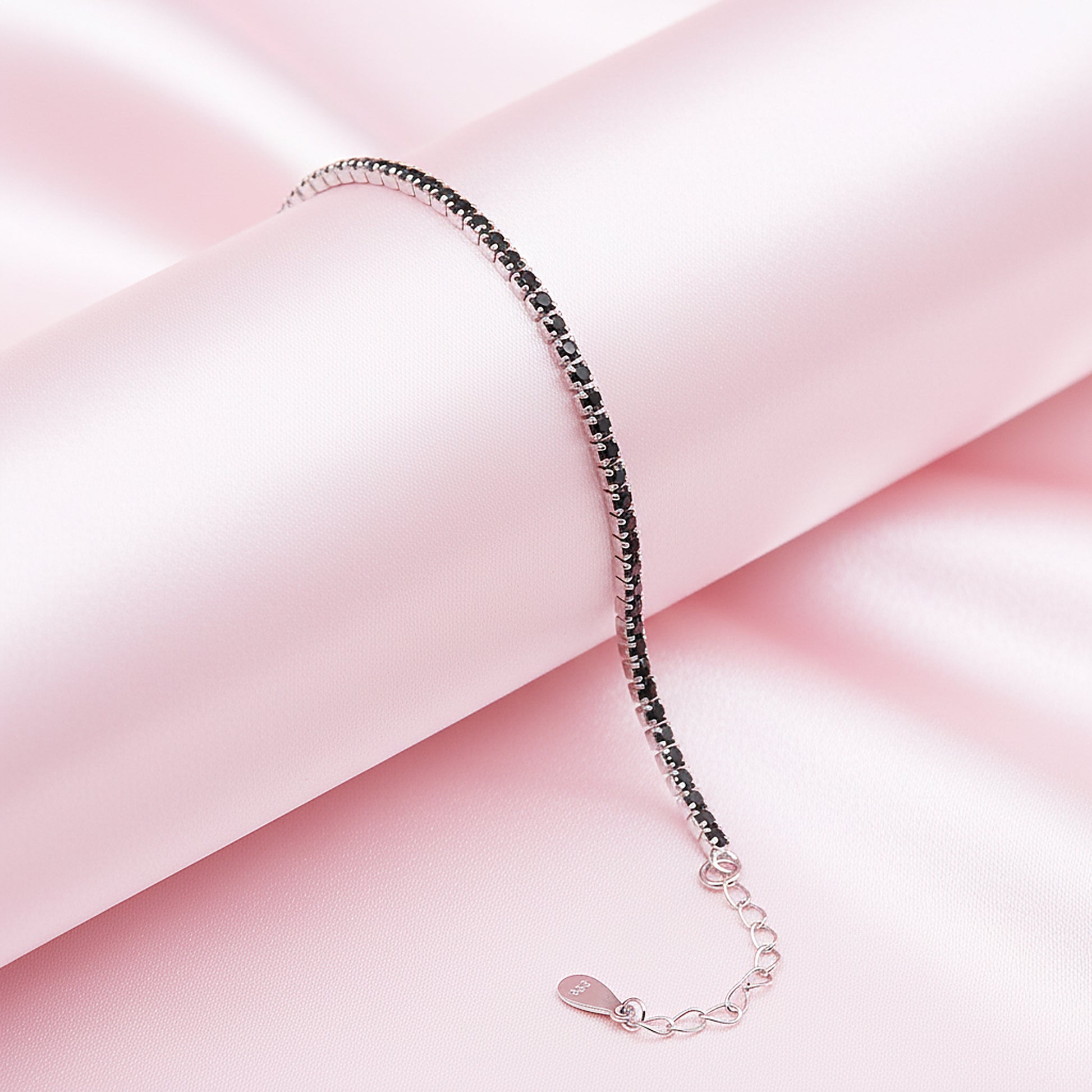 Sterling silver Black Crystal Tennis bracelet polished finish
