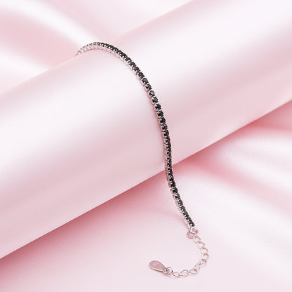 Sterling silver Black Crystal Tennis bracelet polished finish