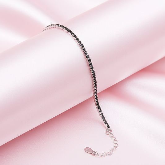 Sterling silver Black Crystal Tennis bracelet polished finish