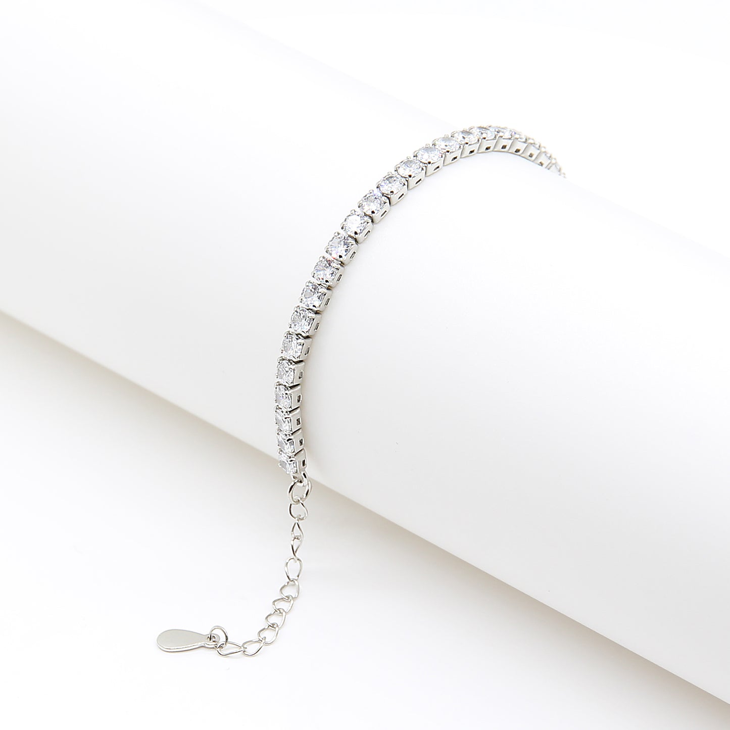 Classic Clear Crystal Tennis Bracelet - Silver