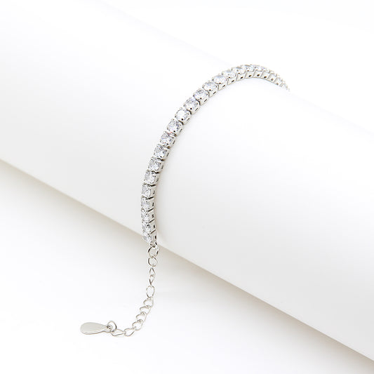 Classic Clear Crystal Tennis Bracelet - Silver