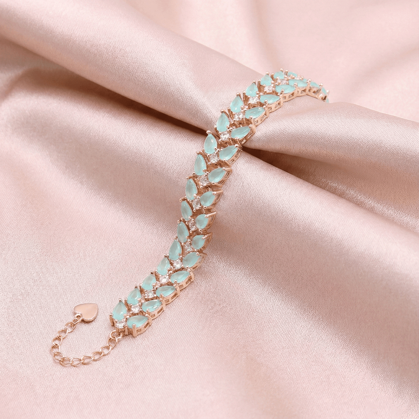 Sterling silver Mint Teardrop Crystal bracelet rose gold finish