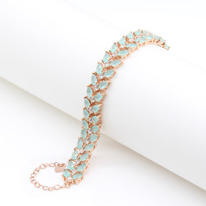 Sterling silver Mint Teardrop Crystal bracelet rose gold finish