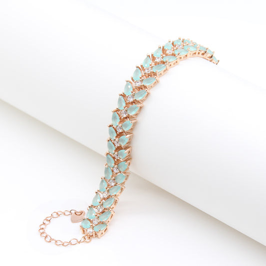 Sterling silver Mint Teardrop Crystal bracelet rose gold finish