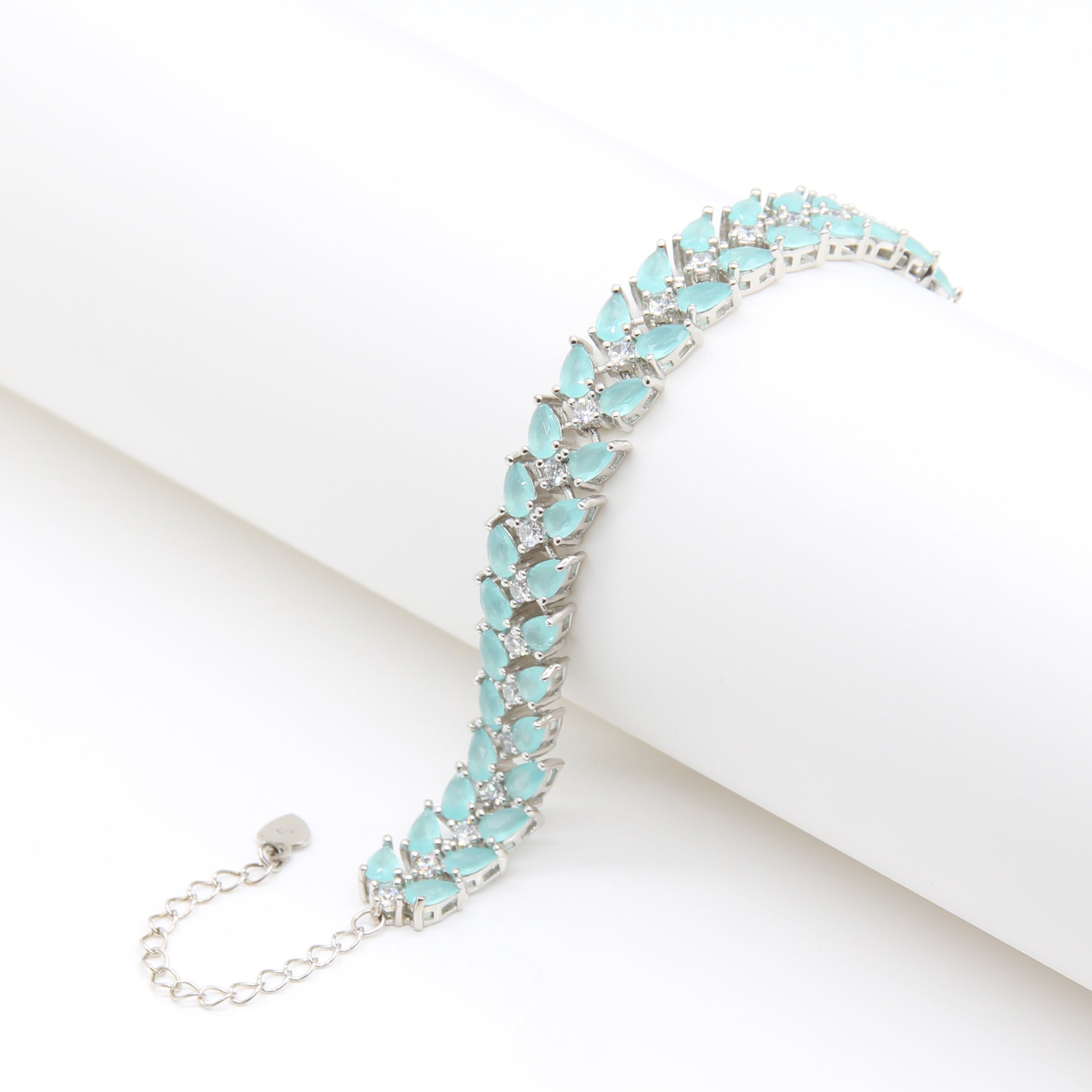 Sterling silver Mint Marquise Crystal bracelet polished finish