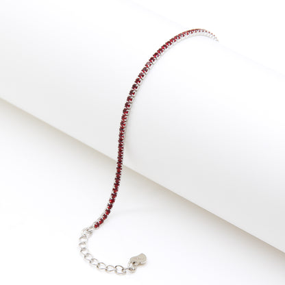 Sterling silver Garnet Red Crystal Tennis bracelet polished finish