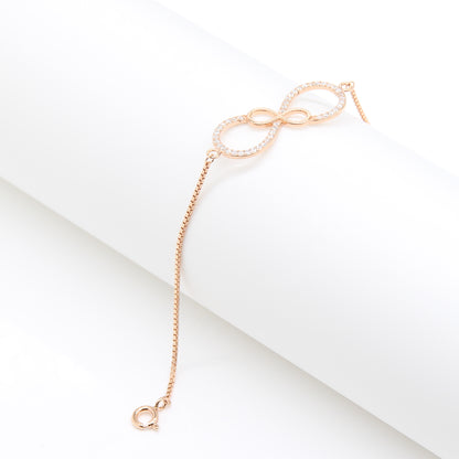 Sterling silver Infinity Crystal bracelet rose gold finish