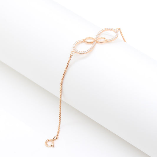 Sterling silver Infinity Crystal bracelet rose gold finish