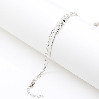 Sterling silver Double Layer Crystal Chain bracelet polished finish