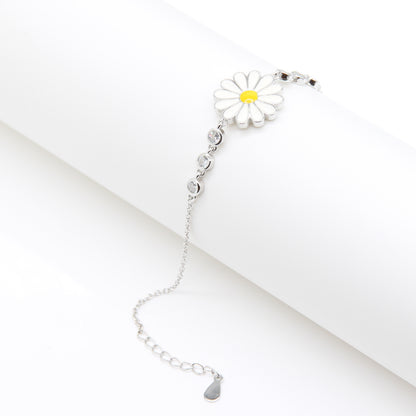 Sterling silver Daisy Flower Charm bracelet polished finish