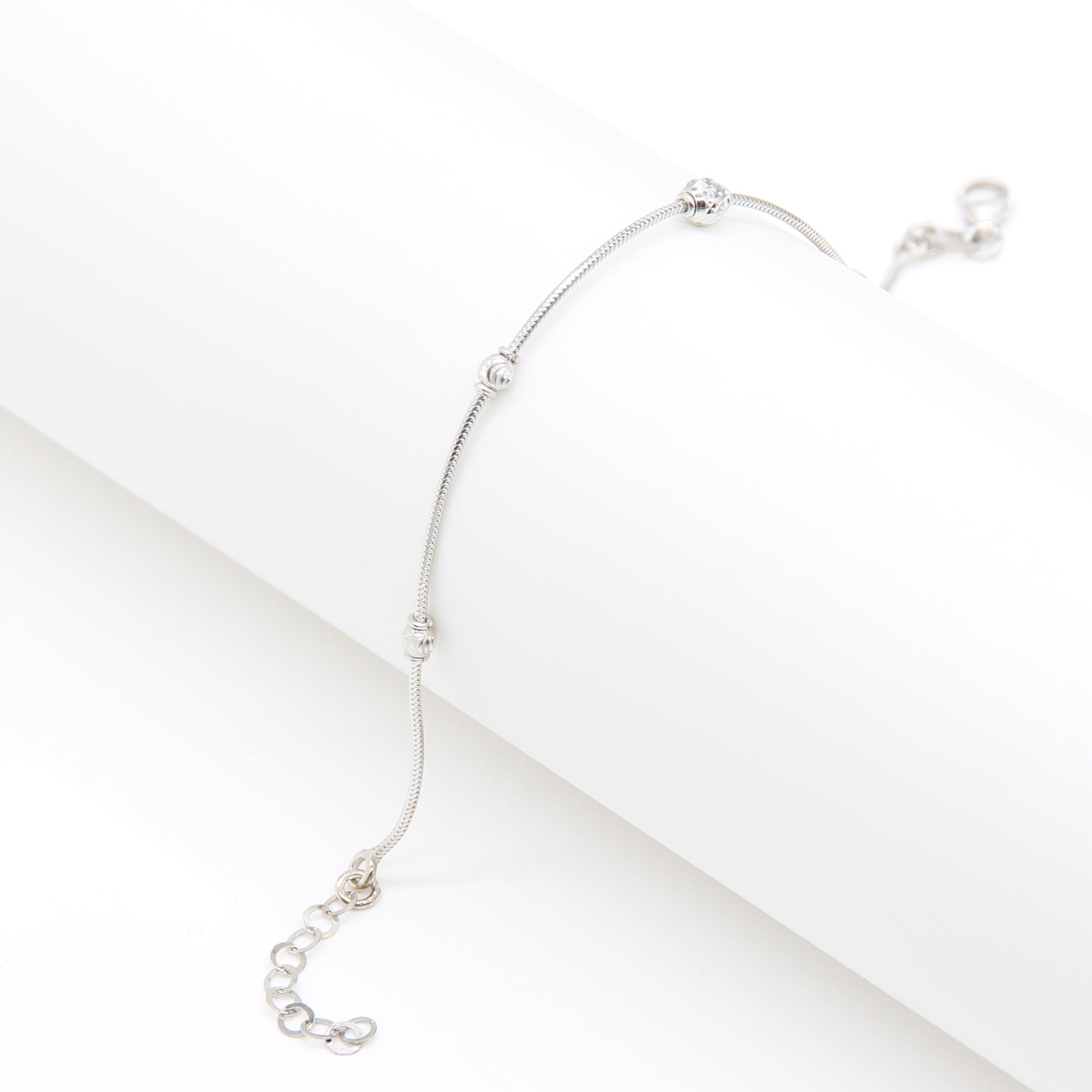 Sterling silver Five Bead Station bracelet polished finish