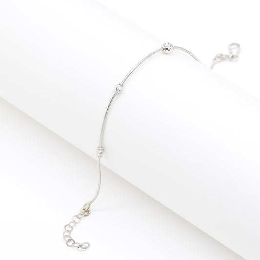 Sterling silver Five Bead Station bracelet polished finish