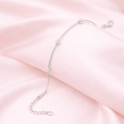 Sterling silver Five Bead Station bracelet polished finish