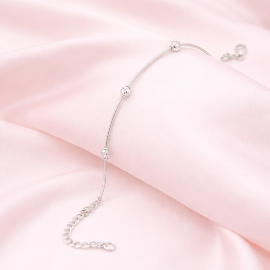Sterling silver Five Bead Station bracelet polished finish