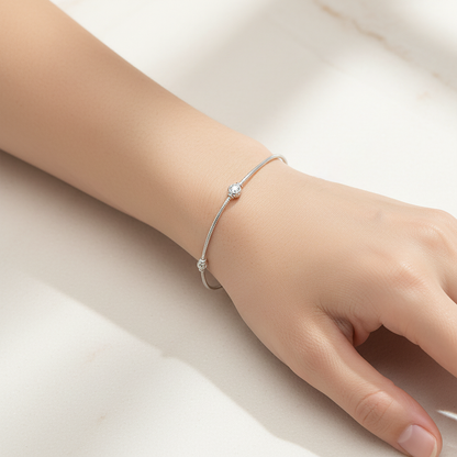Sterling silver Five Bead Station bracelet polished finish