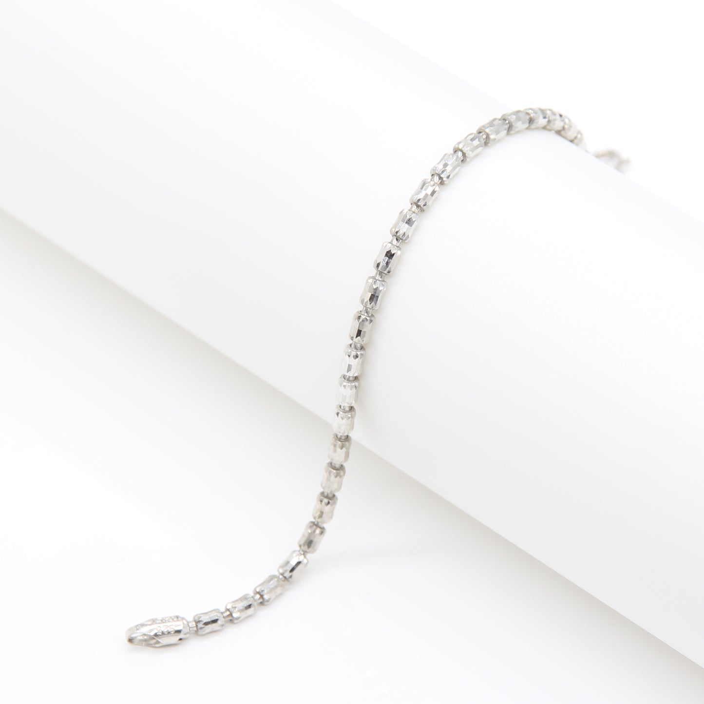 Sterling silver Baguette Crystal Link bracelet polished finish