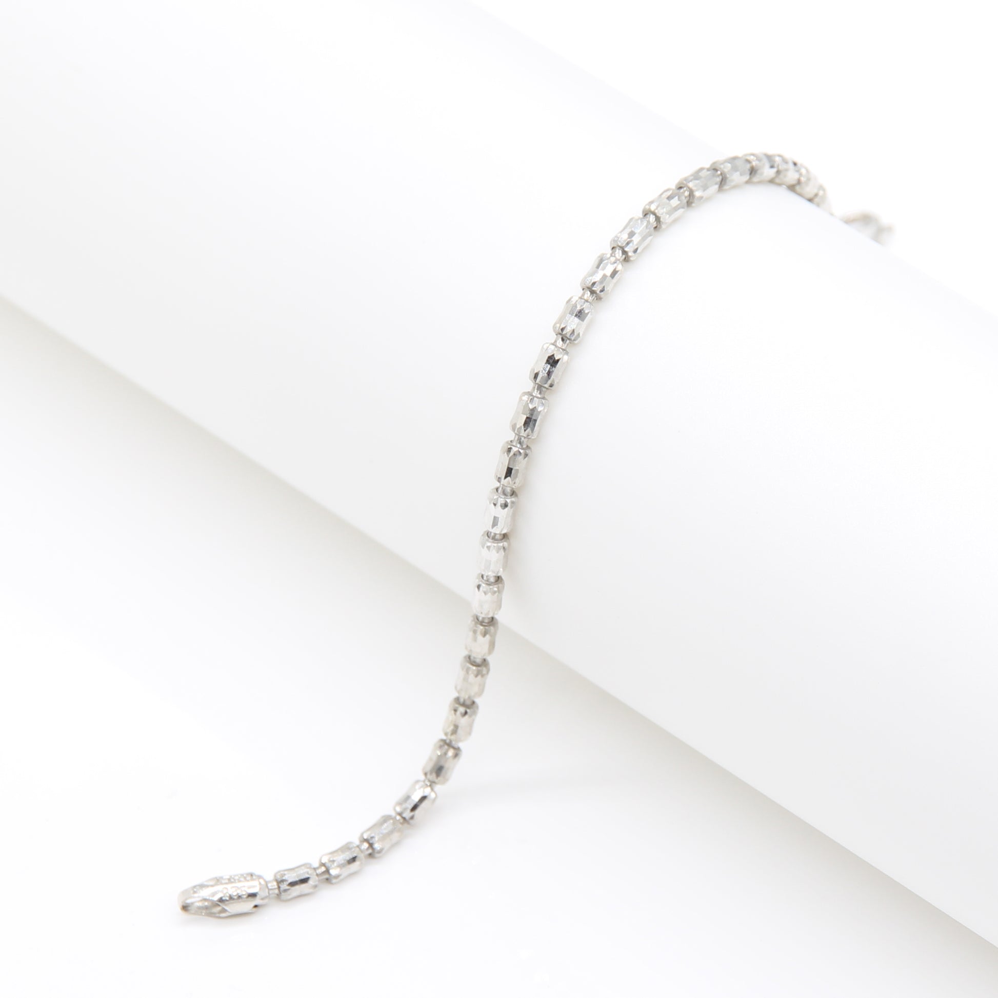 Sterling silver Baguette Crystal Link bracelet polished finish