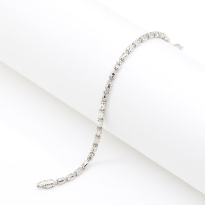 Sterling silver Baguette Crystal Link bracelet polished finish