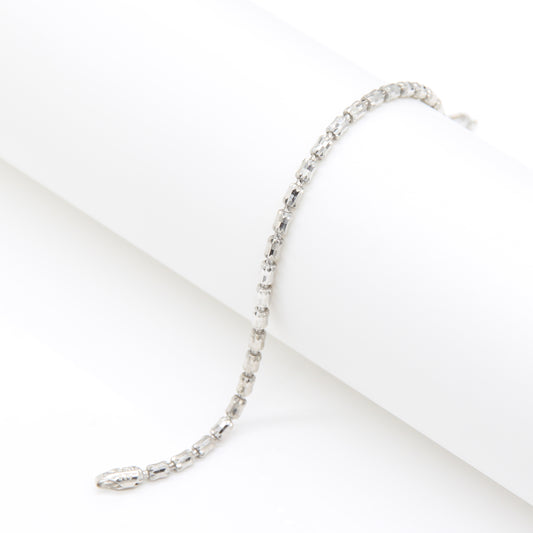 Sterling silver Baguette Crystal Link bracelet polished finish