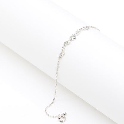 Sterling silver Multi-Heart Link Station bracelet polished finish